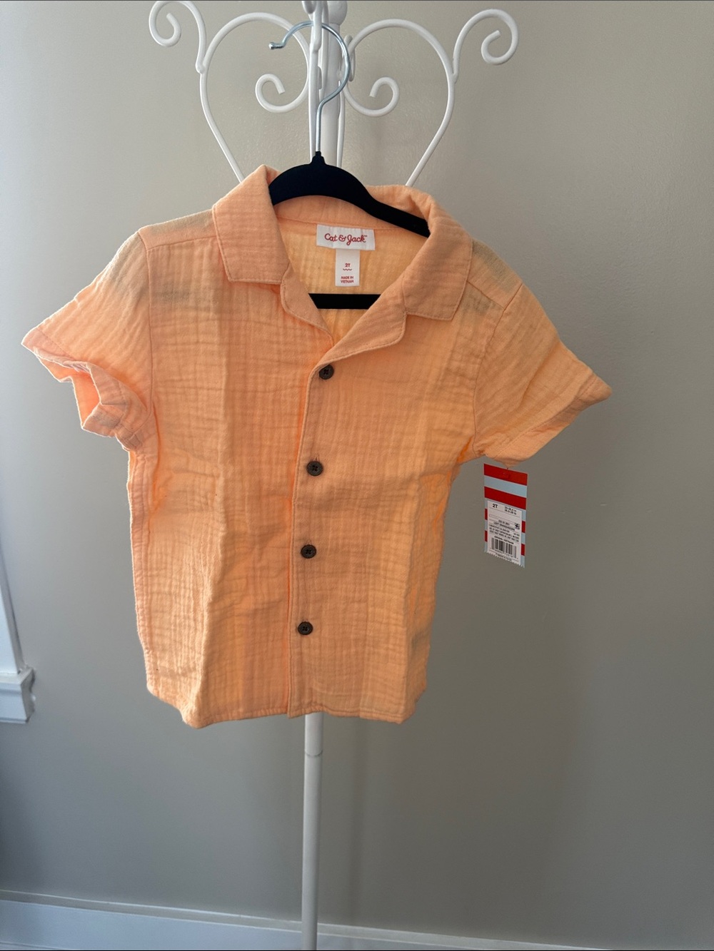 Cat & Jack Peach Button-Down Short-Sleeve Shirt for Kids